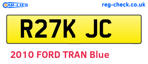 R27KJC are the vehicle registration plates.