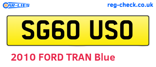 SG60USO are the vehicle registration plates.