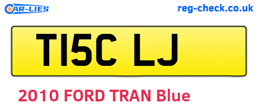 T15CLJ are the vehicle registration plates.