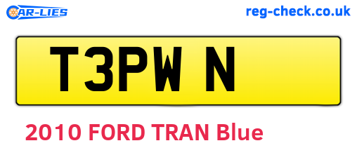 T3PWN are the vehicle registration plates.