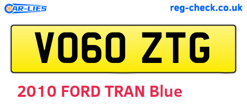 VO60ZTG are the vehicle registration plates.