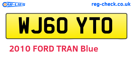 WJ60YTO are the vehicle registration plates.