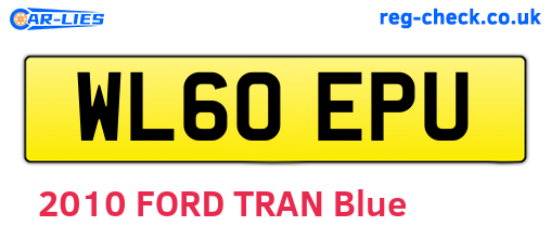 WL60EPU are the vehicle registration plates.