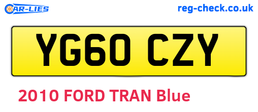 YG60CZY are the vehicle registration plates.