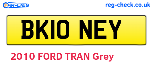 BK10NEY are the vehicle registration plates.