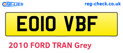 EO10VBF are the vehicle registration plates.
