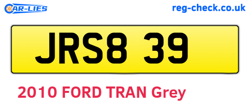 JRS839 are the vehicle registration plates.