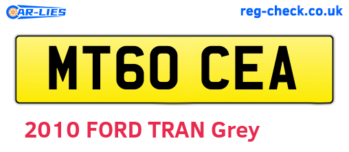 MT60CEA are the vehicle registration plates.