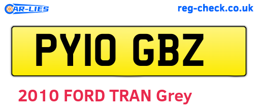 PY10GBZ are the vehicle registration plates.