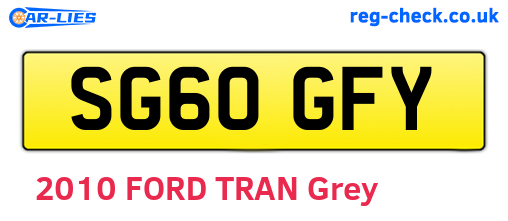 SG60GFY are the vehicle registration plates.