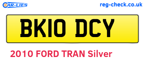 BK10DCY are the vehicle registration plates.