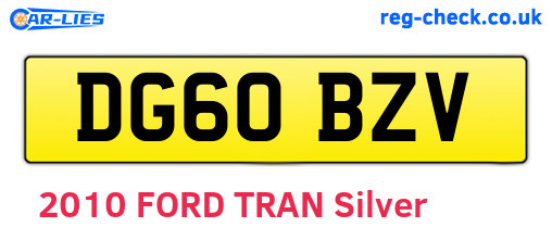 DG60BZV are the vehicle registration plates.