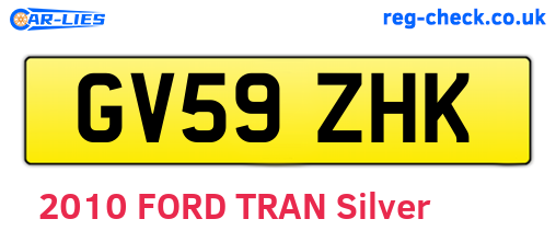 GV59ZHK are the vehicle registration plates.
