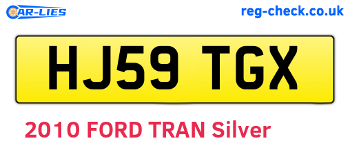 HJ59TGX are the vehicle registration plates.
