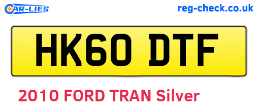 HK60DTF are the vehicle registration plates.