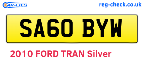 SA60BYW are the vehicle registration plates.