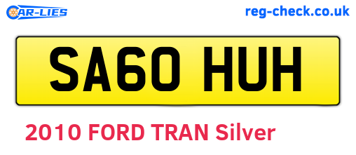 SA60HUH are the vehicle registration plates.