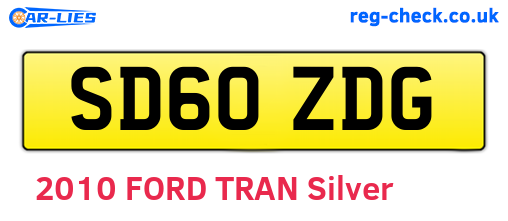 SD60ZDG are the vehicle registration plates.