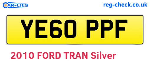 YE60PPF are the vehicle registration plates.