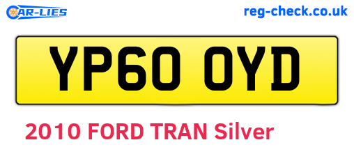 YP60OYD are the vehicle registration plates.