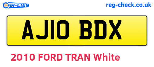 AJ10BDX are the vehicle registration plates.