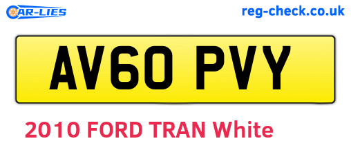 AV60PVY are the vehicle registration plates.