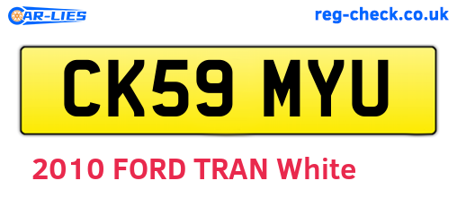 CK59MYU are the vehicle registration plates.