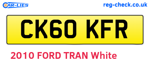 CK60KFR are the vehicle registration plates.