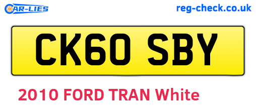 CK60SBY are the vehicle registration plates.