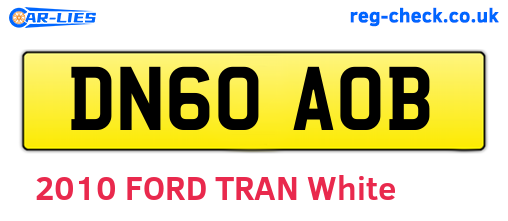 DN60AOB are the vehicle registration plates.