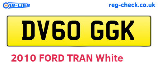 DV60GGK are the vehicle registration plates.