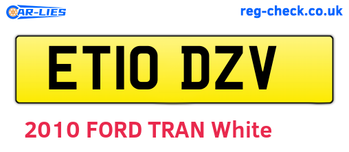 ET10DZV are the vehicle registration plates.