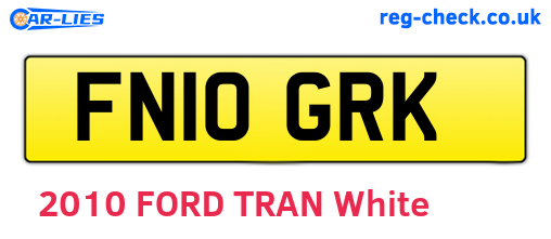 FN10GRK are the vehicle registration plates.