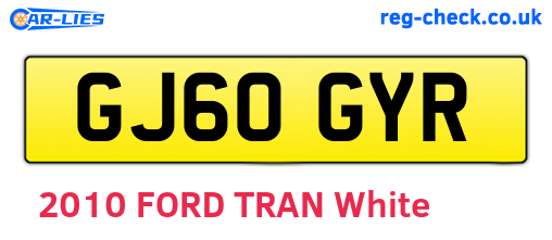 GJ60GYR are the vehicle registration plates.