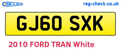 GJ60SXK are the vehicle registration plates.
