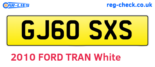 GJ60SXS are the vehicle registration plates.