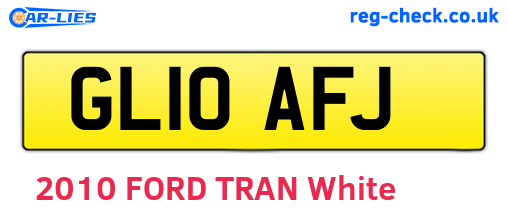 GL10AFJ are the vehicle registration plates.
