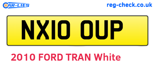 NX10OUP are the vehicle registration plates.