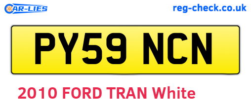 PY59NCN are the vehicle registration plates.