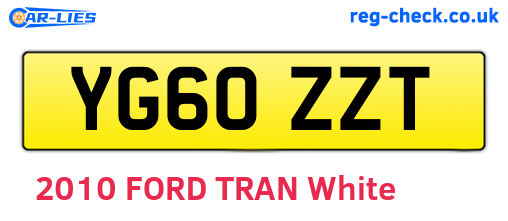 YG60ZZT are the vehicle registration plates.