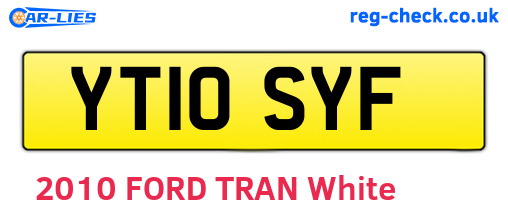 YT10SYF are the vehicle registration plates.