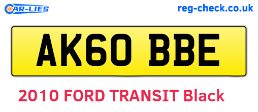 AK60BBE are the vehicle registration plates.