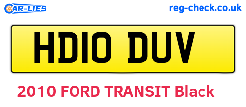 HD10DUV are the vehicle registration plates.