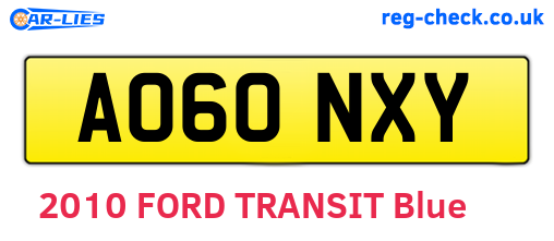 AO60NXY are the vehicle registration plates.