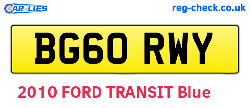 BG60RWY are the vehicle registration plates.