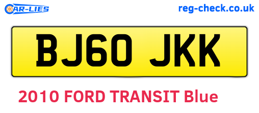 BJ60JKK are the vehicle registration plates.