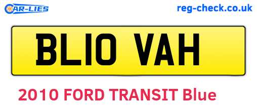 BL10VAH are the vehicle registration plates.