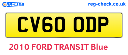 CV60ODP are the vehicle registration plates.