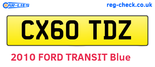 CX60TDZ are the vehicle registration plates.