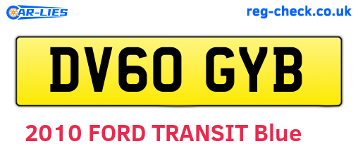 DV60GYB are the vehicle registration plates.